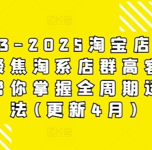 2023-2025淘系店群高客单玩法 全周期运营实操打法教程-雨叶虚拟资源网
