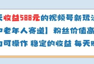 视频号分成计划中老年赛道新玩法 单日收益可达588粉丝价值高-雨叶虚拟资源网