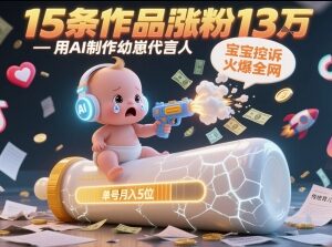 AI制作幼崽代言人短视频实操教程 15条作品涨粉13W单号月入5位数-雨叶虚拟资源网