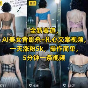 AI美女背影搭配扎心文案短视频玩法 低门槛操作可快速涨粉-雨叶虚拟资源网