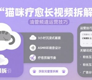 猫咪疗愈长视频案例拆解 油管YPP频道运营实用技巧分享-雨叶虚拟资源网