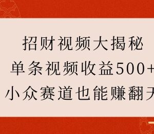 小众招财类短视频玩法拆解 零成本做爆款单条收益可达500+-雨叶虚拟资源网