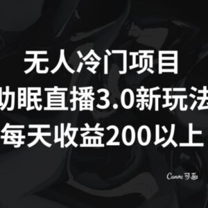 冷门无人助眠直播3.0玩法解析 低门槛副业每日收益可达200+-雨叶虚拟资源网