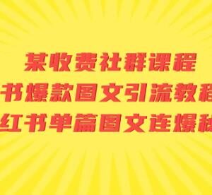 收费社群专属小红书爆款图文引流及单篇连爆实操教程-雨叶虚拟资源网