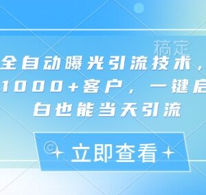 小红书全自动曝光引流技术拆解 小白可实现单日千次精准曝光-雨叶虚拟资源网
