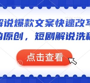 短剧解说爆款文案改写原创教程 实用洗稿实操方法分享-雨叶虚拟资源网