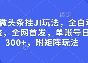 微头条全自动挂机收益玩法详解 含单账号操作及矩阵拓展攻略-雨叶虚拟资源网