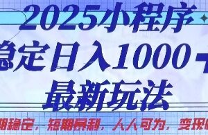 2025小程序赚钱最新玩法拆解 低门槛长期稳定可实现日入千元-雨叶虚拟资源网