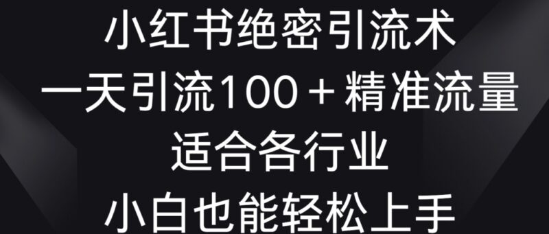 小红书全行业通用引流技巧 小白可上手日引100+精准流量
