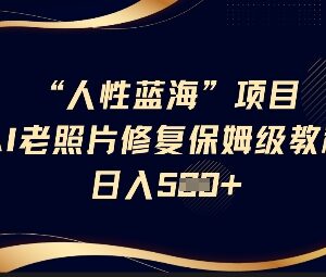 AI老照片修复蓝海项目保姆级教程 高复购轻副业全流程实操解析-雨叶虚拟资源网