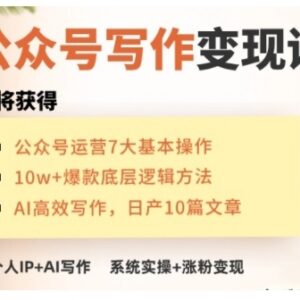 AI公众号写作变现实操课 零基础从0到1打造盈利个人IP账号-雨叶虚拟资源网