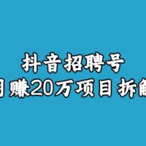 抖音同城招聘号月赚20万玩法拆解 运营盈利逻辑详细解析-雨叶虚拟资源网