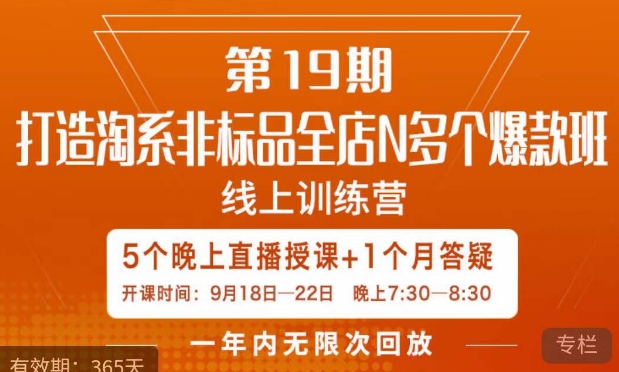 淘系非标品全店多爆款打造5天直播课 运营实操全流程教学