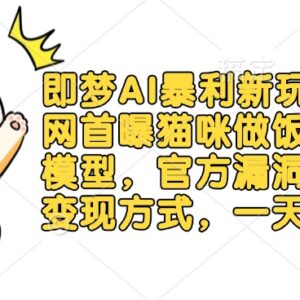 即梦AI猫咪做饭视频项目拆解 红利期多变现方式操作指南-雨叶虚拟资源网