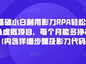 零基础小白用影刀RPA操作闲鱼虚拟项目 月增收2-3k附步骤及代码-雨叶虚拟资源网