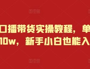 快手口播带货实操全教程 新手小白可入局单月佣金可达10万-雨叶虚拟资源网