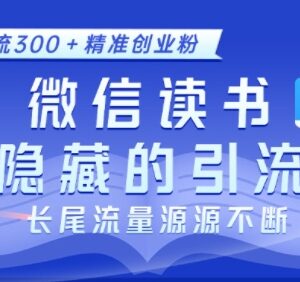 微信读书小众引流实操方法 可日引300+精准创业粉获长尾流量-雨叶虚拟资源网