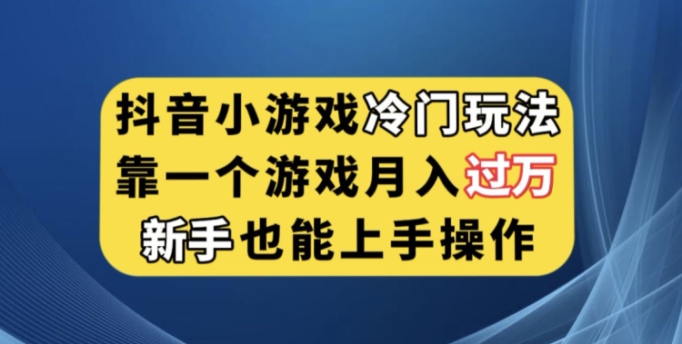 抖音小游戏冷门玩法,靠一个游戏月入过万,新手也能轻松上手【揭秘】