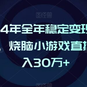 2024稳定变现蓝海项目 烧脑小游戏直播低门槛盈利玩法解析-雨叶虚拟资源网
