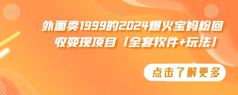 2024正规宝妈粉回收变现项目详解 附全套玩法及配套软件
