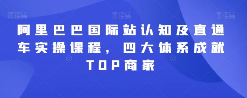阿里巴巴国际站认知与直通车实操课程 四大体系打造行业TOP商家