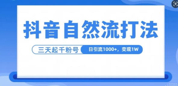 抖音自然流引流实操打法 单视频十万播放日引千粉变现教程