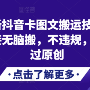 2024最新抖音卡图文搬运技术 合规操作轻松过原创实用教程-雨叶虚拟资源网