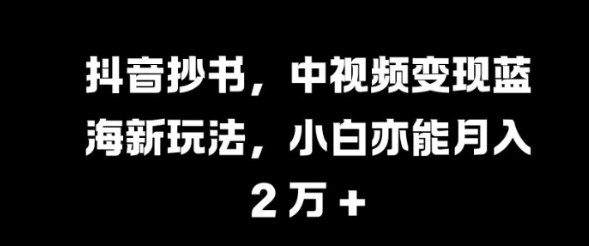 2024抖音抄书中视频变现玩法 零基础小白零粉即可操作盈利