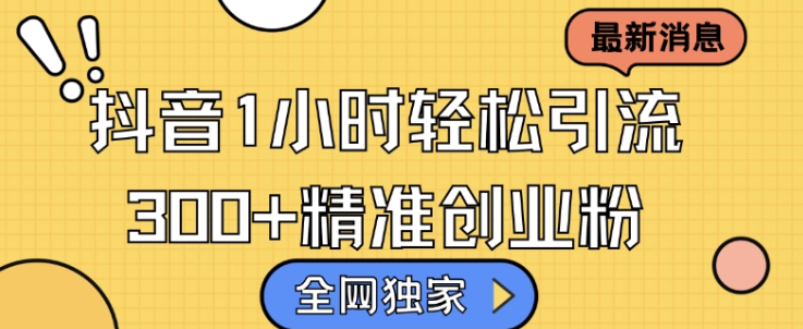 2024最新实用抖音引流教程 教你轻松日引300+高转化精准创业粉