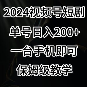 2024视频号短剧赚钱操作教程 新手零门槛单号日入200+教学-雨叶虚拟资源网