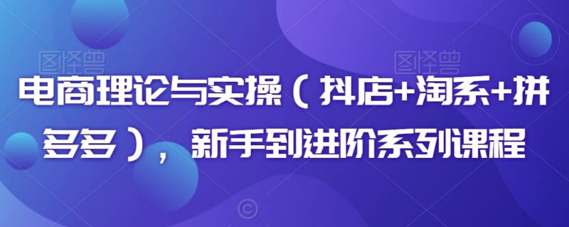 抖店淘系拼多多全平台电商实操课 新手从入门到进阶系统教程