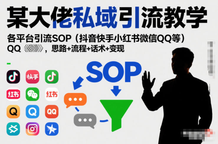 全平台私域引流SOP汇总 抖音快手小红书等玩法流程话术全解析