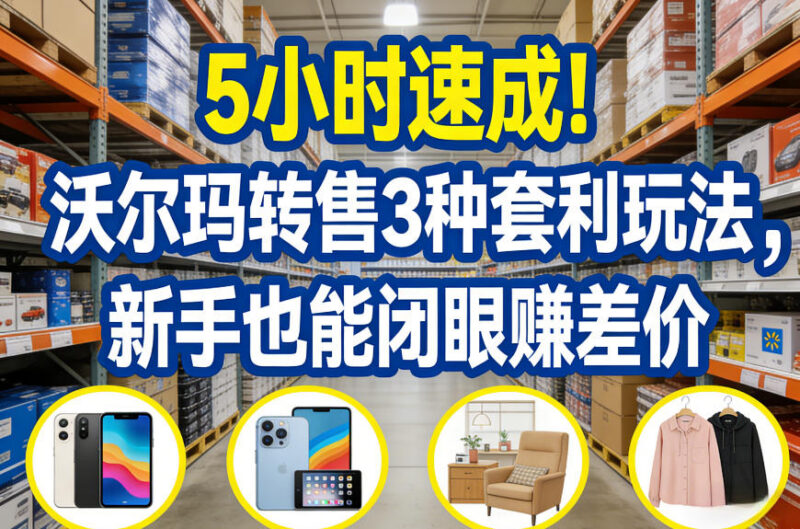 5小时沃尔玛转售3种套利玩法教程 新手零基础可上手赚差价