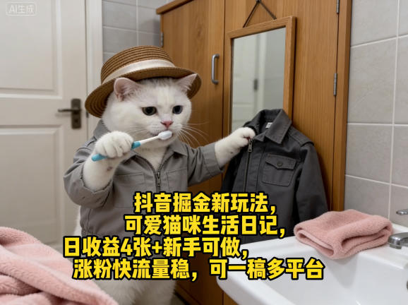 抖音可爱猫咪生活日记新玩法 新手可做的低门槛涨粉变现副业