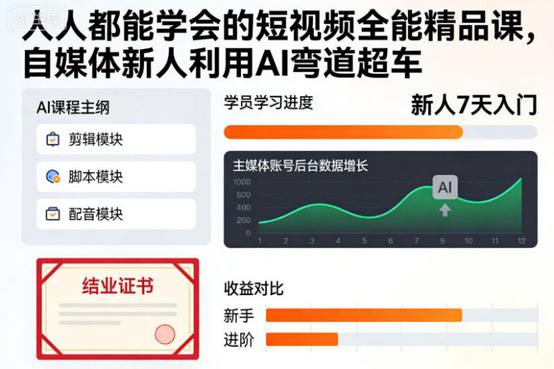 自媒体新人AI短视频全能课 从起号剪辑到变现全流程教学