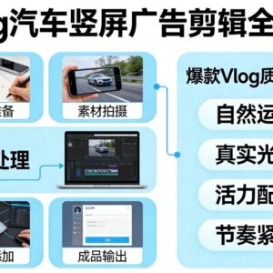 Vlog质感汽车竖屏广告剪辑全流程 新手也能做爆款短视频-雨叶虚拟资源网