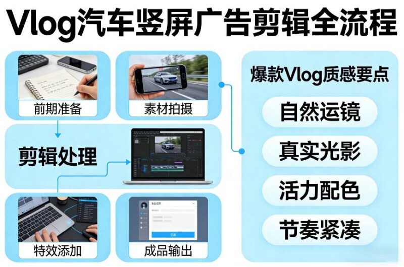 Vlog质感汽车竖屏广告剪辑全流程 新手也能做爆款短视频