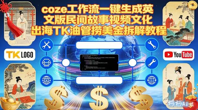 Coze工作流一键生成英文民间故事视频 TK油管出海变现全教程