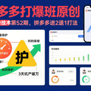 拼多多打爆班第52期干货 进2退1高阶运营打法实操详解-雨叶虚拟资源网