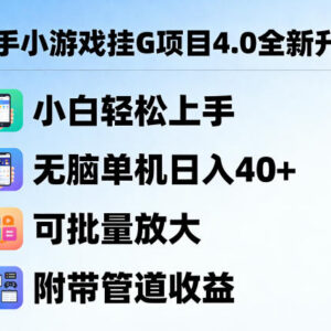 快手小游戏4.0升级赚钱项目 小白易上手可批量操作带管道收益-雨叶虚拟资源网