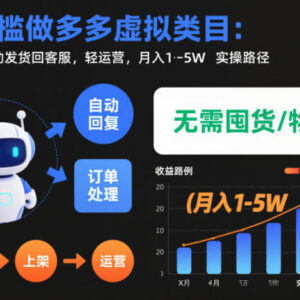 拼多多虚拟类目零门槛实操攻略 机器人自动运营月入1-5W路径-雨叶虚拟资源网