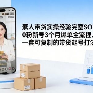 素人0粉新号短视频带货实操SOP 3个月爆单可复制全流程打法-雨叶虚拟资源网