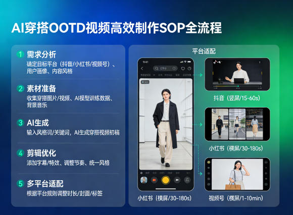 AI穿搭OOTD视频高效制作SOP全流程 适配抖音小红书视频号全平台