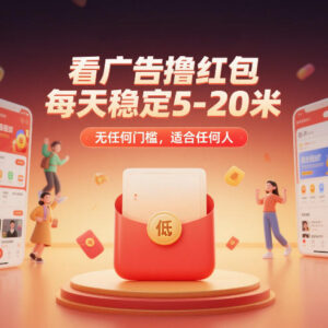 无门槛看广告撸红包项目详解 每日稳定收益5-20元适合所有人-雨叶虚拟资源网