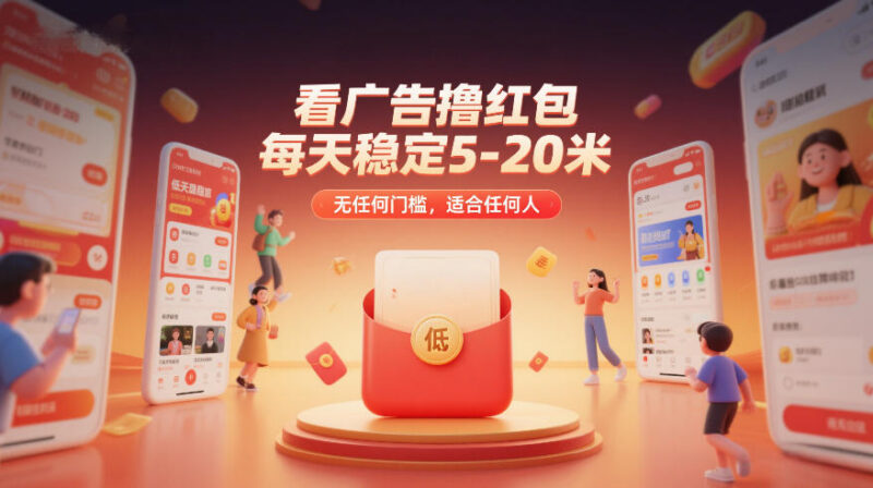 无门槛看广告撸红包项目详解 每日稳定收益5-20元适合所有人
