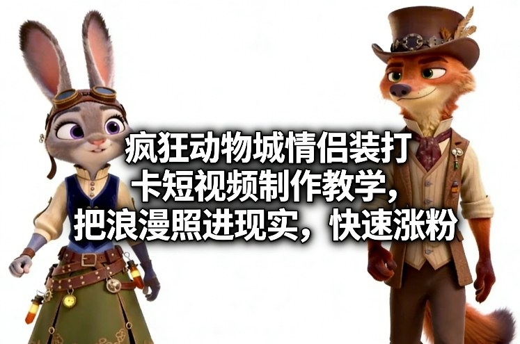 疯狂动物城情侣装打卡短视频制作教学 轻松拍出氛围感快速涨粉