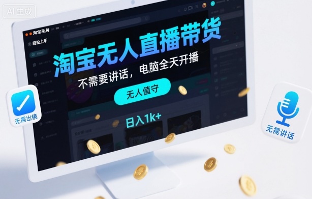 淘宝无人直播带货玩法教学 无需出镜操作简单适合新手做副业