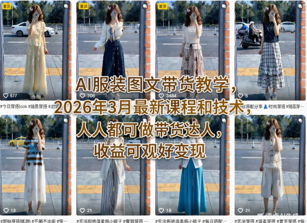 2026年3月最新AI服装图文带货教程 小白易上手收益稳定好变现