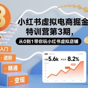 小红书虚拟电商掘金特训营第3期 从0到1教你运营小红书虚拟店铺-雨叶虚拟资源网