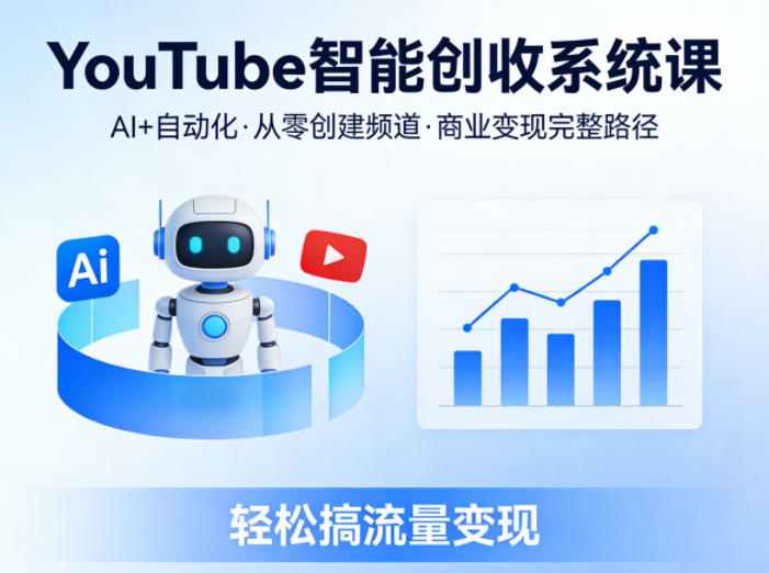 AI+自动化YouTube创收系统课 从零搭建频道到商业变现全流程教程